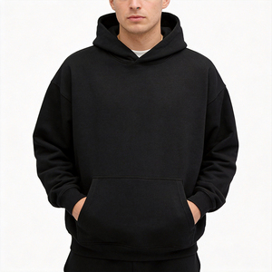 Hoodie personnalisé à capuche zippé court, coupe carrée, 100% coton épais, broderie en relief, MOQ 1 - Product Image 3