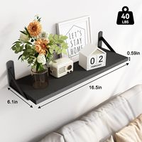 Rak Dinding Kayu Hitam 4pcs 16.5'' untuk Kamar Tidur, Kamar Mandi, Ruang Tamu, Dapur, Penyimpanan dan Dekorasi