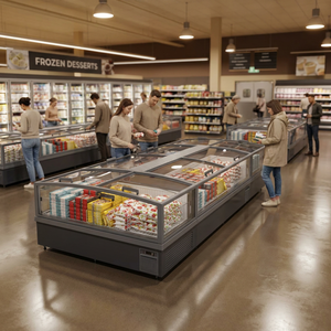 Congelador Comercial Tipo Isla con Puerta Corredera de Vidrio Curvo para Exhibición de Helados y Alimentos Congelados en <span class=keywords><strong>Supermercados</strong></span> - Product Image 4