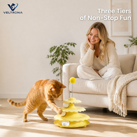 Tour de jeu interactif pour chat à 3 niveaux avec piste de balles tournantes, jouet pour chaton à balles roulantes, divertisseur d'intérieur pour animaux de compagnie