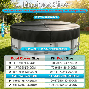 Cubierta Redonda para Piscina Inflable de 12 Pies, Resistente al Desgarro, al Polvo, al Viento y al Agua, Fabricada <span class=keywords><strong>con</strong></span> <span class=keywords><strong>Tela</strong></span> Oxford 210D 420D 600D - Product Image 2