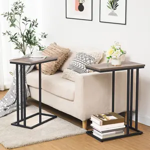 Wholesale Best Industrial Style Living Room Wood Coffee C Shaped Accent Side Table Sofa C Console Table End Table For Couch Bed