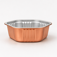 Nouveaux bols de cuisson jetables en aluminium ronds avec couvercle en feuille d'or, emballage alimentaire de qualité supérieure pour traiteur et desserts