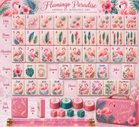 Juego de Mahjong Americano de Lujo Personalizado con Reverso de Jade, Dos Capas, 160/166 Piezas, Color Rosa Pastel Flamenco, para Mujeres
