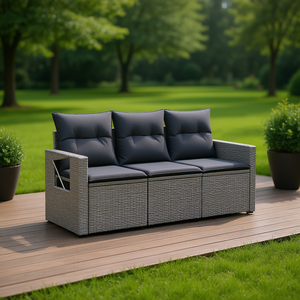 Ensemble de canapés de jardin en rotin 3 places, mobilier d'extérieur résistant aux intempéries, design contemporain - Product Image 2