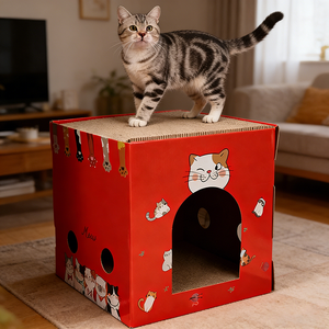 Casa para Gatos em Papelão Ondulado Ecológica em Atacado - Ideal para Atacadistas de Suprimentos para Animais de Estimação em Caixas de Assinatura - Product Image 1
