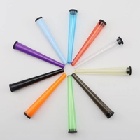 Tube conique en plastique translucide de 85 mm, 98 mm, 110 mm avec impression de logo personnalisé, tube d'emballage pour rouleaux de papier pré-roulés avec couvercle