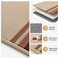 Tapis d'entrée moderne minimaliste asymétrique à rayures, beige terre cuite, grand tapis décoratif pour la maison