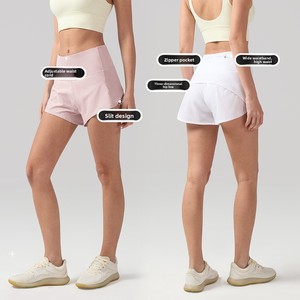 Shorts de sport pour femme effet rafraîchissant, anti-transparence, style <span class=keywords><strong>Lulu</strong></span>, séchage rapide, respirant, avec poches, infroissable, pour le fitness et <span class=keywords><strong>la</strong></span> course - Product Image 4