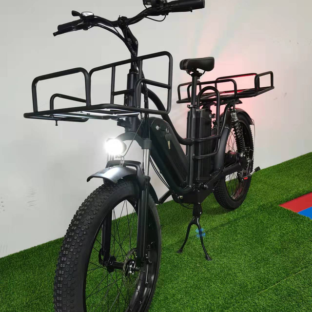 32Ah +16Ah Dual Batteries 750W48V 26*3.0 Fat Tire 55km/h 200km Range Aluminum Alloy Frame Full Suspension Electric Cargo Bike
