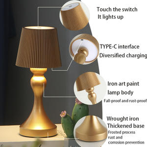 Lampada da Tavolo Senza Fili Ricaricabile Bianco Caldo Dorato con Corpo in Ferro, Luce Notturna per Sala Lettura, Hotel di Lusso, Controllo Touch Dimmerabile - Product Image 6