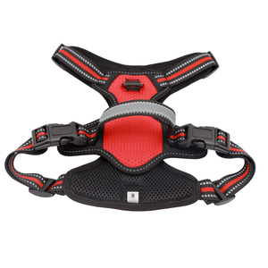 <b>Black</b> Adjustable Breathable Reflective Padded Dog <b>Harness</b> Medium Size Buckle Closure Simple Style for Dogs - Product Image 1