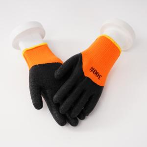 Gants de travail en <span class=keywords><strong>latex</strong></span> <span class=keywords><strong>enduit</strong></span> de polyester orange de 8 pouces certifiés CE ISO9001, gants en <span class=keywords><strong>latex</strong></span> gaufré - Product Image 4