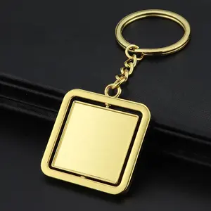 Wholesale Cheap Bulk Square Oval Round Metal Blank Rotating Keychains