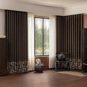 <span class=keywords><strong>Tende</strong></span> Oscuranti di Lusso in Ciniglia Marrone con Motivo Floreale e Orlo Decorato, <span class=keywords><strong>Tende</strong></span> Personalizzate <span class=keywords><strong>per</strong></span> Soggiorno - Product Image 1
