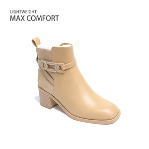 Bottes pour femmes à semelle épaisse avec fermeture éclair, toutes saisons, mode rétro britannique, bottes courtes - Product Image 4