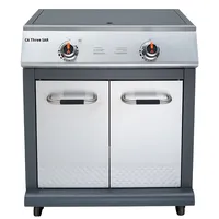 Cuisinière à gaz extérieure intégrée en acier au carbone de qualité supérieure avec support de gril épaissi Surface antiadhésive Dompteur de flamme Dessus de table de sécurité