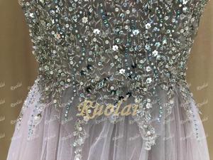 Ruolai Vestidos <span class=keywords><strong>de</strong></span> Noche <span class=keywords><strong>de</strong></span> lentejuelas con cuentas <span class=keywords><strong>de</strong></span> <span class=keywords><strong>alta</strong></span> moda con cuello en V para mujer - Product Image 6