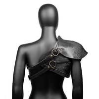 Gilet d'armure d'épaule en similicuir noir Steampunk, harnais de cosplay gothique Viking unisexe – En stock