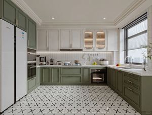 Juego de Muebles de Cocina de Madera Personalizados, Diseño Moderno, Acabado Mate Lacado, Gabinetes de Cocina de Madera para Apartamento - Product Image 2