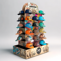 Support d'affichage en carton pour casquettes de baseball, présentoir de sol en carton, unités de présentoir de chapeaux en carton, présentoir de vêtements en carton pour t-shirts