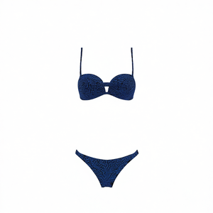 Set di costumi da bagno HDJ, top e slip bikini con motivo blu per donna, taglia 40 42 44 46, vestibilità regolare, asciugatura rapida, nylon spandex - Product Image 4