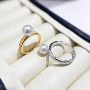 Ensemble de bagues en argent 925 1394DIY, édition légère vide avec perles rondes de 6 à 8 mm, accessoires en perles - Product Image 3