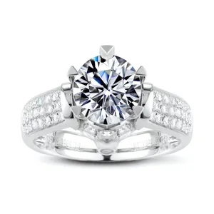 Macy 'S สามเหลี่ยมชุดกรงเล็บ Moissanite Diamond หก Claw ชุด18K เครื่องประดับแหวนผู้ชายและผู้หญิงงานแต่งงาน Ri
