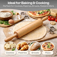 Rouleau à pâtisserie en bois de 17,6 pouces avec poignées ergonomiques rotatives, long rouleau à découper en bois pour la pâtisserie et la pizza