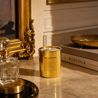 Ensemble cadeau diffuseur de parfum et bougie parfumée en verre doré métallisé coordonné AIKUN pour les chambres d'hôtel, parfum d'ambiance pour la maison