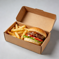 Pochettes en carton ondulé biodégradables personnalisées, écologiques, imprimées avec logo, pour hamburgers, frites et plats rapides