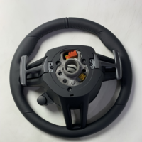 Volant de voiture personnalisé en cuir à fond plat en fibre de carbone rouge compatible Porsche Panamera Cayman Macan Cayenne 918