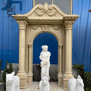 BLVE lusso decorativo intagliato a mano Beige <span class=keywords><strong>pietra</strong></span> naturale Vintage donne colonne marmo ingresso arco porta telaio - Product Image 2