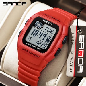 SANDA 2208 Unisex Barrel‑Shaped <b>Digital</b> Watch, Multifunctional Waterproof Wristwatch with Dual‑Time, Alarm <b>Clock</b> & Countdown Tim - Product Image 1