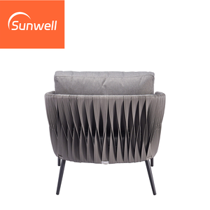 Ensemble <span class=keywords><strong>de</strong></span> <span class=keywords><strong>salon</strong></span> <span class=keywords><strong>de</strong></span> <span class=keywords><strong>jardin</strong></span> tout temps, mobilier d'extérieur moderne, canapé <span class=keywords><strong>de</strong></span> patio en aluminium gris avec revêtement en poudre imperméable et cordage - Product Image 4