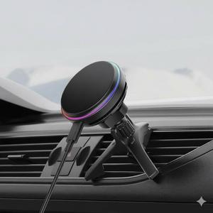 Chargeur de voiture sans fil magnétique Qi2 15W, charge rapide, support de téléphone stable, lumière RVB, radiateur de refroidissement semi-conducteur PC - Product Image 3