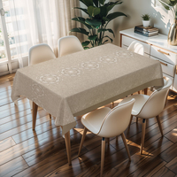 Nappe carrée jetable RNPT contemporaine beige en PVC tissé jacquard, anti-huile, imperméable et anti-rayures pour pique-nique en extérieur