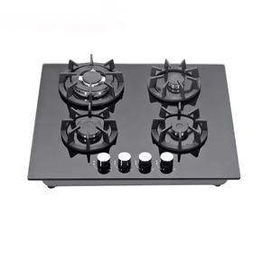 Fornello a Gas a <span class=keywords><strong>4</strong></span> Fuochi con Pannello in Acciaio Inox e Vetro Temperato Nero per Uso Domestico e Alberghiero con Dispositivo di Protezione Antispento - Product Image 5