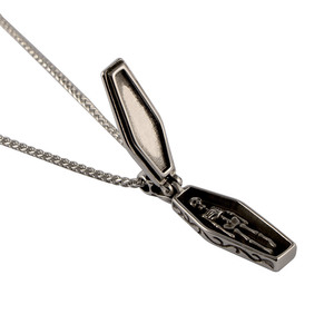 Titanium Steel Skull Coffin Pendant Necklace Men <b>Cross</b> Design SP1045 - Product Image 5