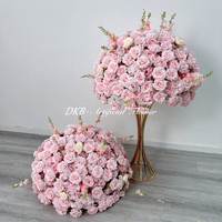 Boule de fleurs artificielle rose réaliste en soie de haute qualité pour centre de table, idéale pour les fêtes, la rentrée scolaire et la décoration de scène