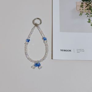 Crystal Beaded <b>Phone</b> <b>Strap</b> With Pink Flower Charms Keychain For Women - Product Image 4