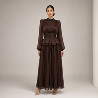 Ensemble deux pièces en satin brillant pour femme, haut froncé orné de cristaux et jupe longue à volants superposés, tenue de soirée formelle, vente en gros, nouveauté