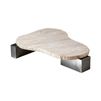 Table basse de style minimaliste en pierre naturelle de forme irrégulière pour hôtel et maison d'hôtes, livraison rapide, table haut de gamme pour salon