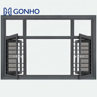 Fenêtres insonorisées à battants noirs avec grille 4 panneaux fenêtres à battants fenêtres à battants pour maison avec filet