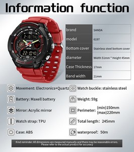 Reloj de Montañismo SANDA 6197 con Doble Pantalla, Moderno, Resistente al Agua, con Alarma, para Exteriores - Product Image 3