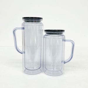 Vente en gros de gobelets en plastique effet boule à neige de 12 oz et 16 oz avec bouchon et trou, gobelets acryliques transparents et colorés scintillants à faire soi-même - Product Image 1