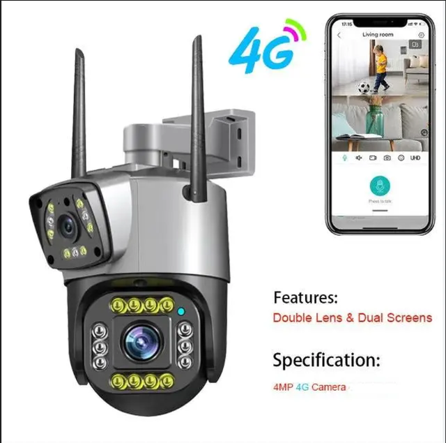 Dual Lens Waterproof Full Color Night Vision Wifi Security Camera Outdoor PTZ Solar CCTV with High Resolution Imaging