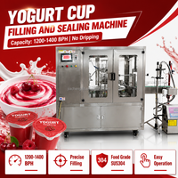 Machine de remplissage et de scellage automatique rotative à haute efficacité pour les pots de yaourt, avec unité de protection de sécurité