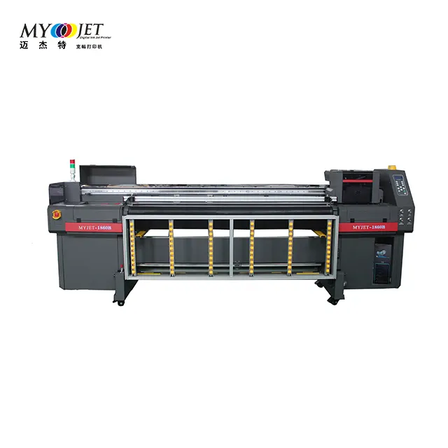 Myjet 1800L Uv Roll To Roll And Flatbed Inkjet Printer Canvas Fabric Leather Acrylic Kt Board Uv Hybrid Printing Machine