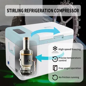 Kostenloser Kolben-Stirlingkühler Minus 86 C 12 V/24 V Labor tragbarer kompakter ULT-Stirling-Tiefkühlschrank